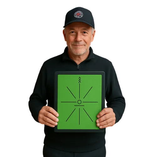 Golfer using the swing mat